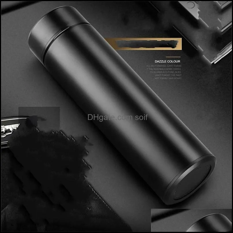 simple high grade stainless steel tumbler mugs delicate business vacuum cup pure color straight water bottle 16to ww