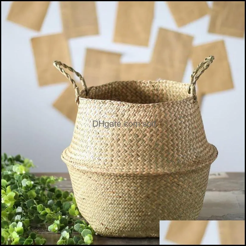gardening laundry basket seaweed weave flowerpot home furnishing decoration big belly plant pots europe and america