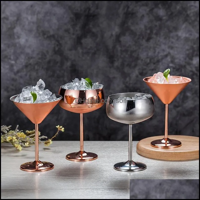 rose gold color martini glass stainless steel red wine cups 304 material home hotel bar cocktail cup