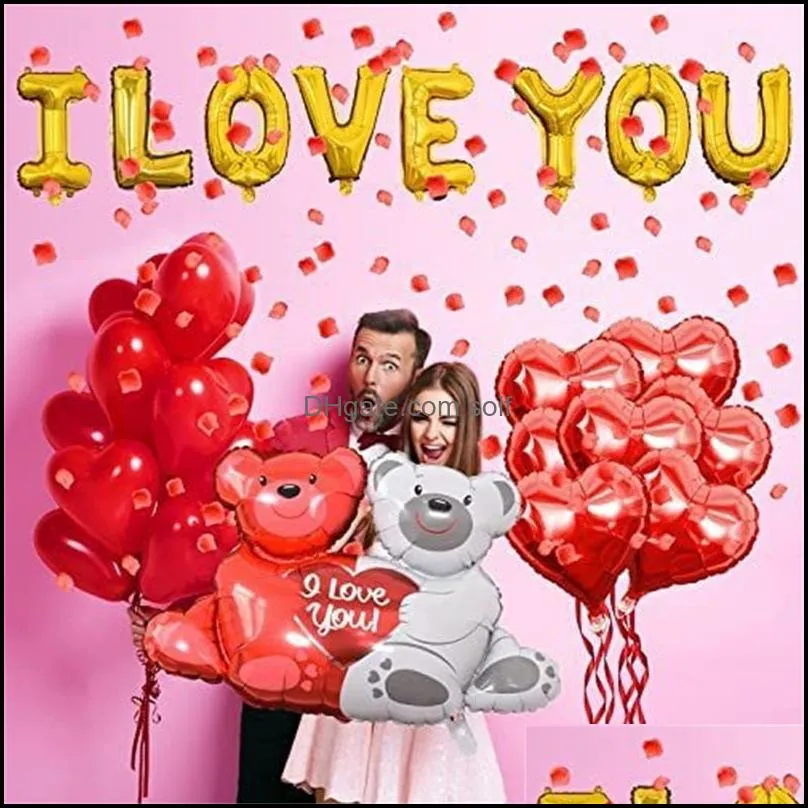 event party supplies huge i love you bear balloons cartoon happy birthday decoration boy and girl foil balloons classic toy baloon