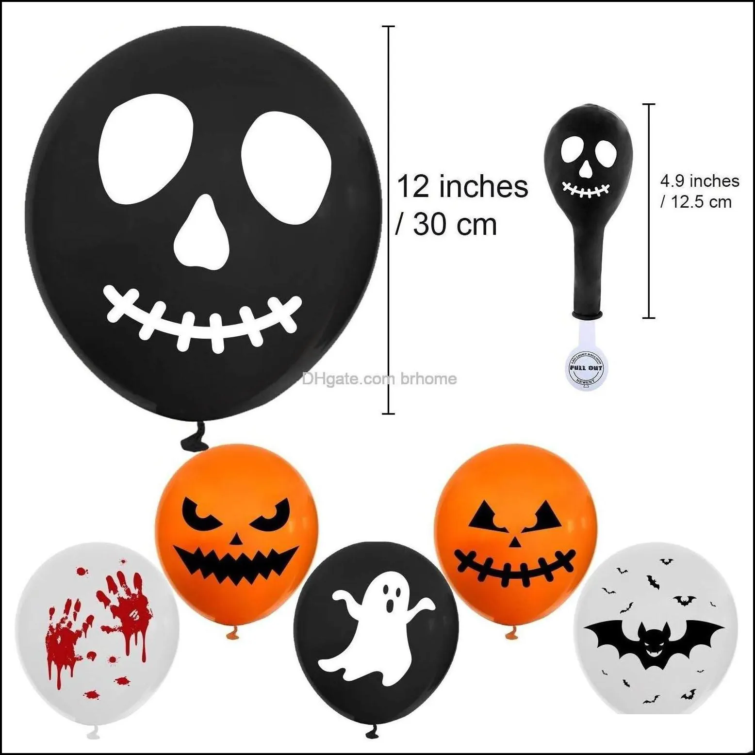 Party Decoration Halloween Light Up Round Balloons 12 Inch Decorations For Supplies Lights 1224 Hours 6 Style Drop Delivery 202 Brhome
