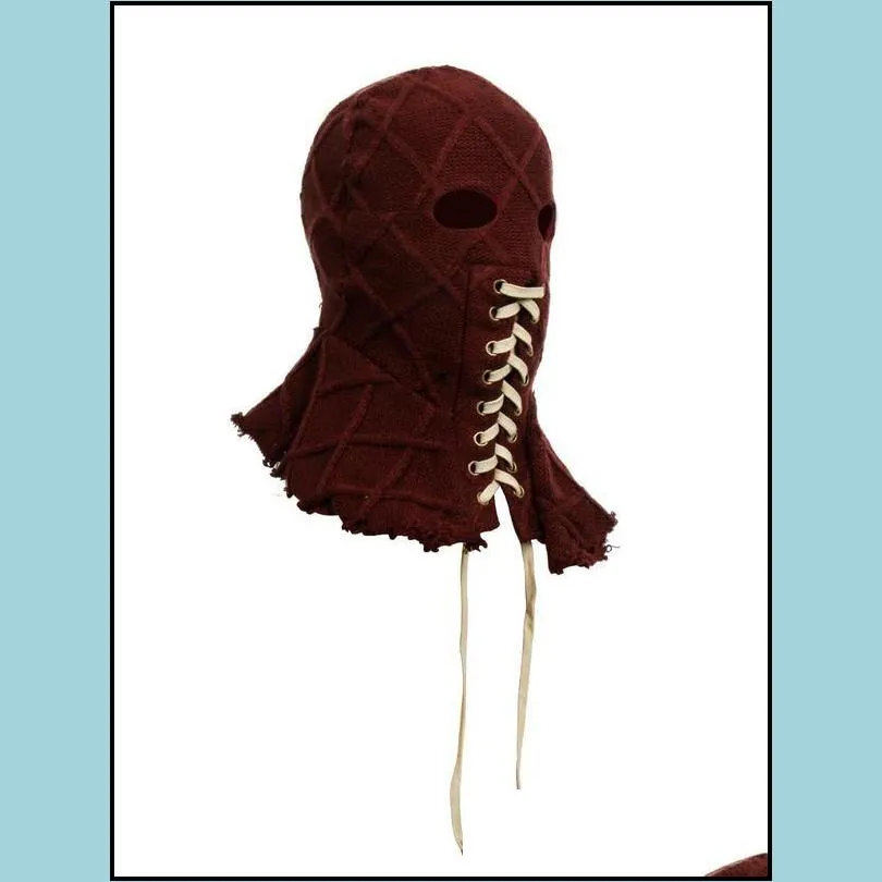 Movie BrightBurn full Head Red Hood Cosplay Scary Horror Creepy knitted Face Breathable Mask Halloween Props 220610