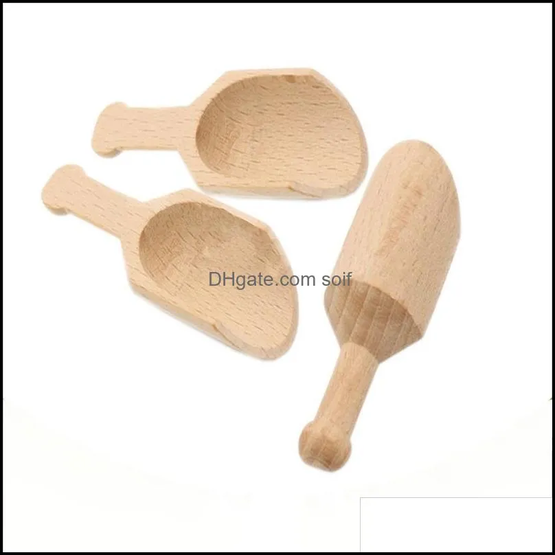 8cm woodiness short handle spoons bath salt coffee bean mini scoops home decorate kitchen ladle