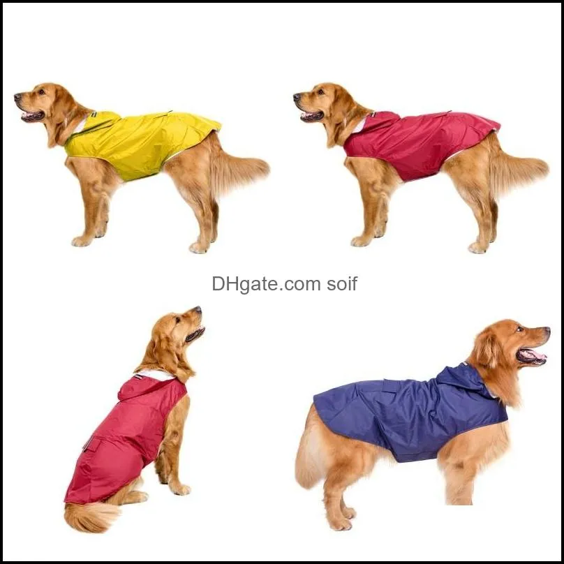 pet dog raincoat hound waterproof apparel big dogs grid solid color hood clothes accessories pets rain outdoor sport