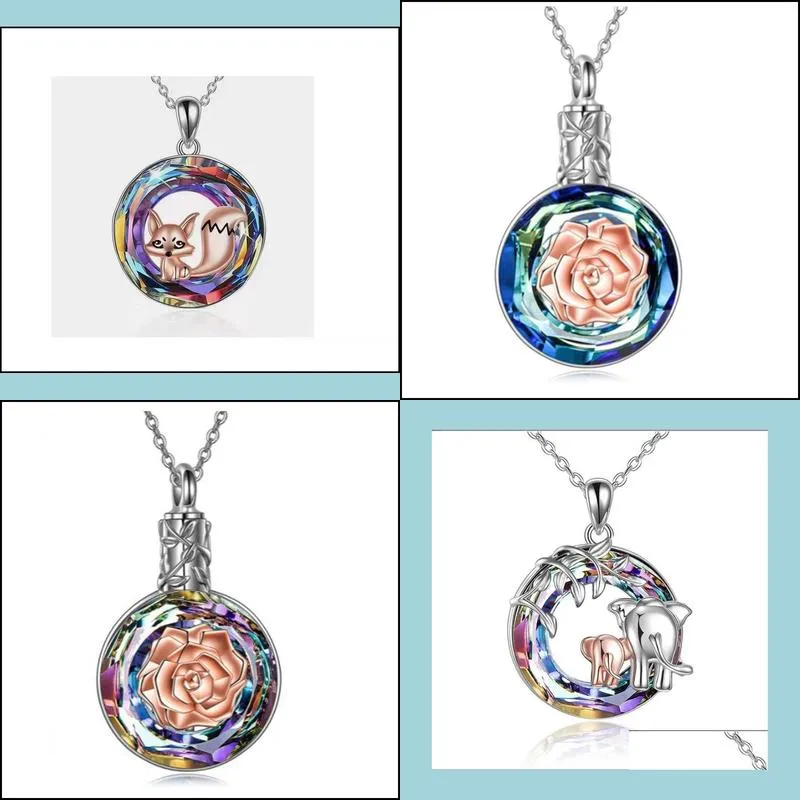 pendant necklaces fashion crystal flowers cremation ash urn heart pendants necklace metal women can open jewelry gifts