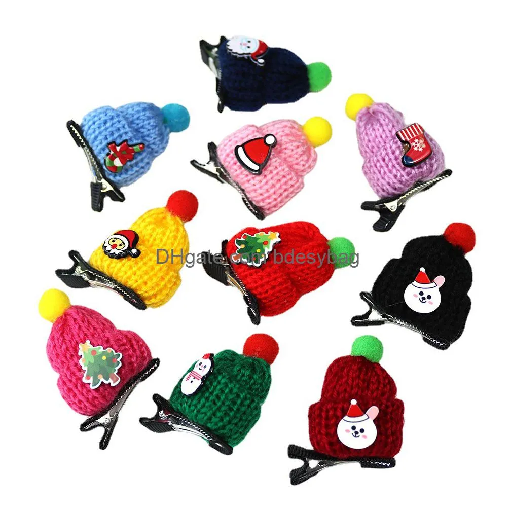 dog apparel christmas style with accessories woolen pet hat holiday decoration hat dog cat christmas pet hat