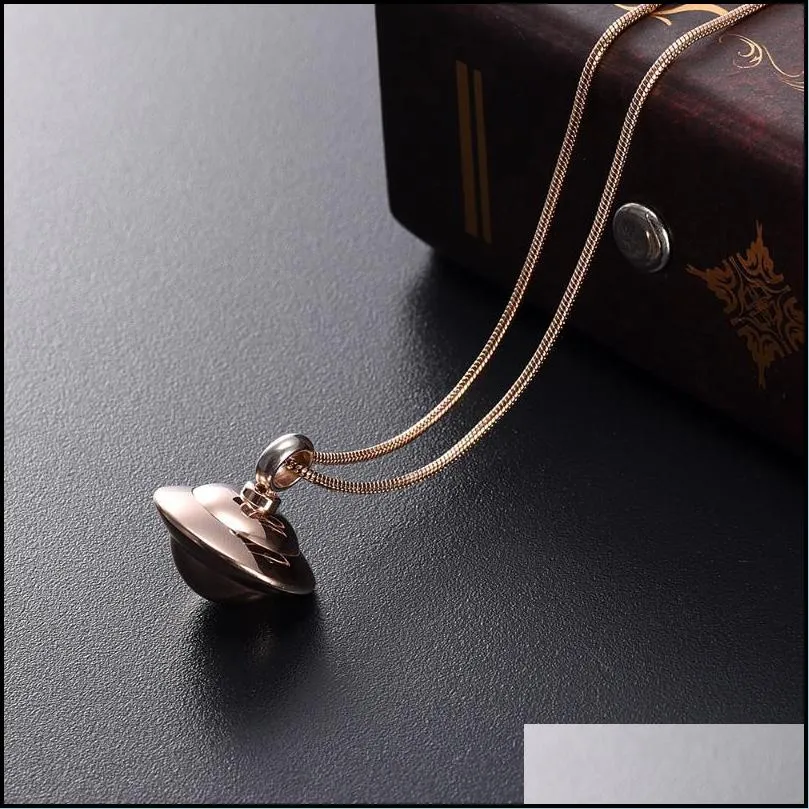 pendant necklaces space ship shape memorial cremation jewelry for ashes stainless steel ufo keepsake urn necklace men women