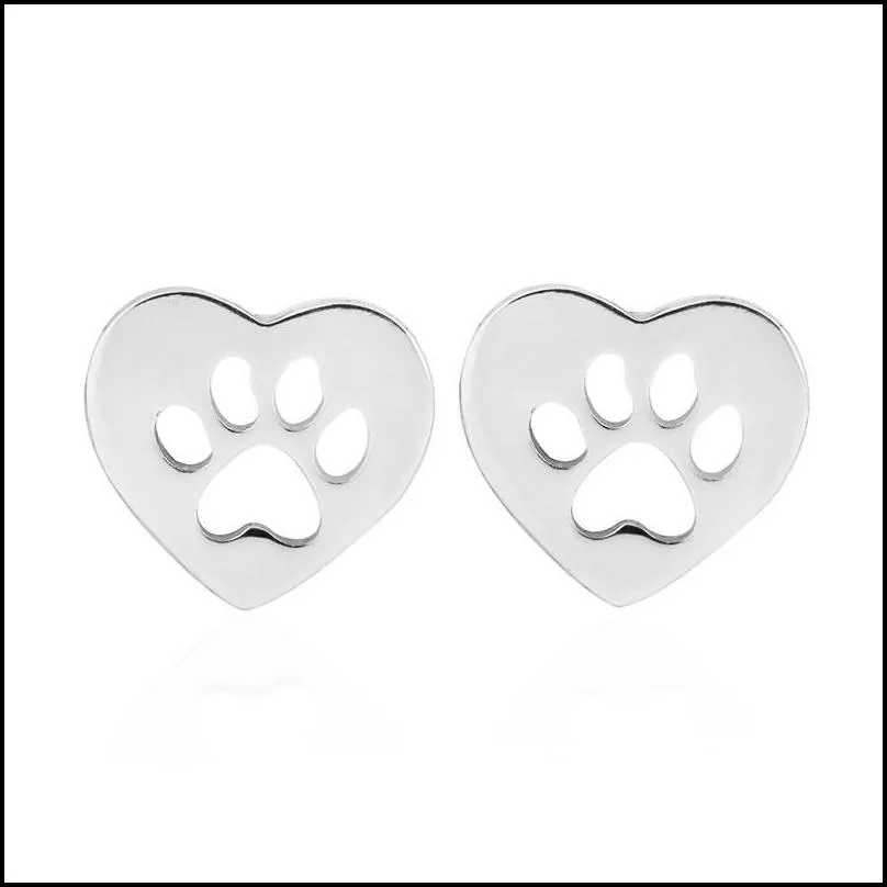 bear paw confidante earrings jewelry lady plated gold hollowing out love heart footprint ear studs valentines day simplicity 2 5jsa j2