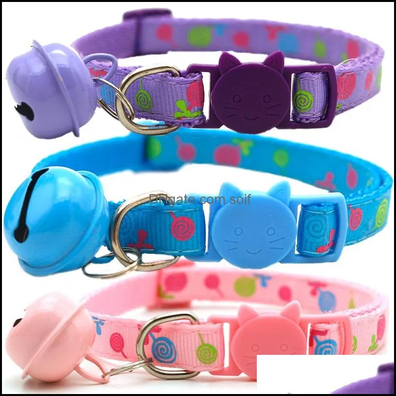 small bell dog collar multicolour collars prevent lost pet chain cartoon pattern animal button pets supplies lovely 1 5qq d2