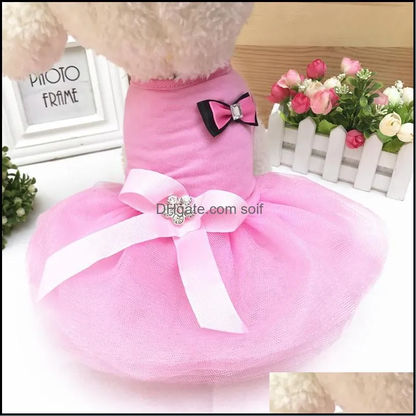 summer pet clothes bow dresses dog apparel dress small princess wedding skirt luxury clothing for dogs soft lace 595 s2