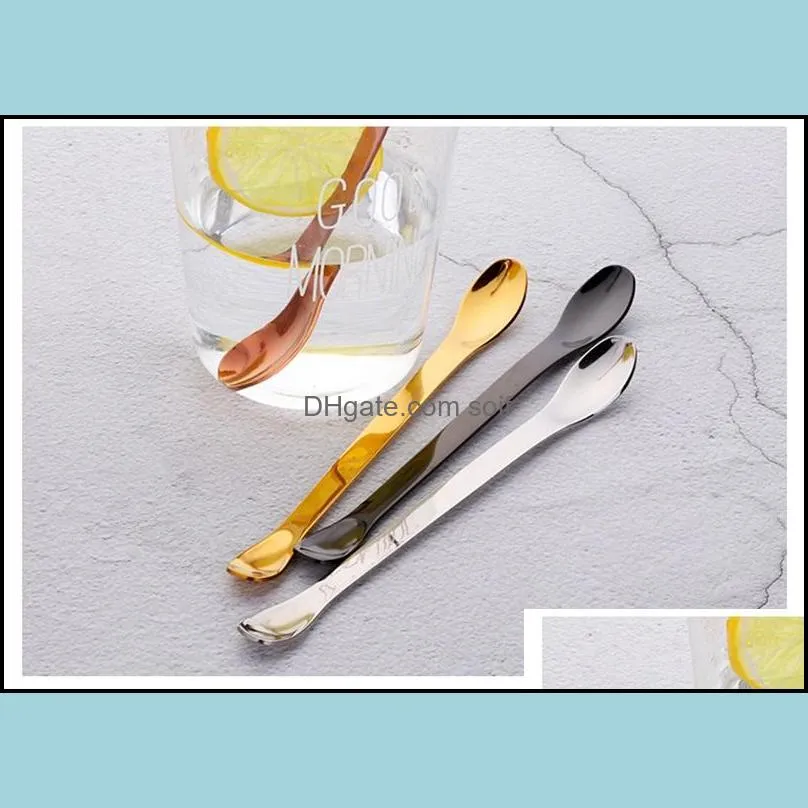 304 stainless steel coffee stirring spoon fit cafe room metal color double heads medicine spoons powder scoop new fashion 5 9bd e1