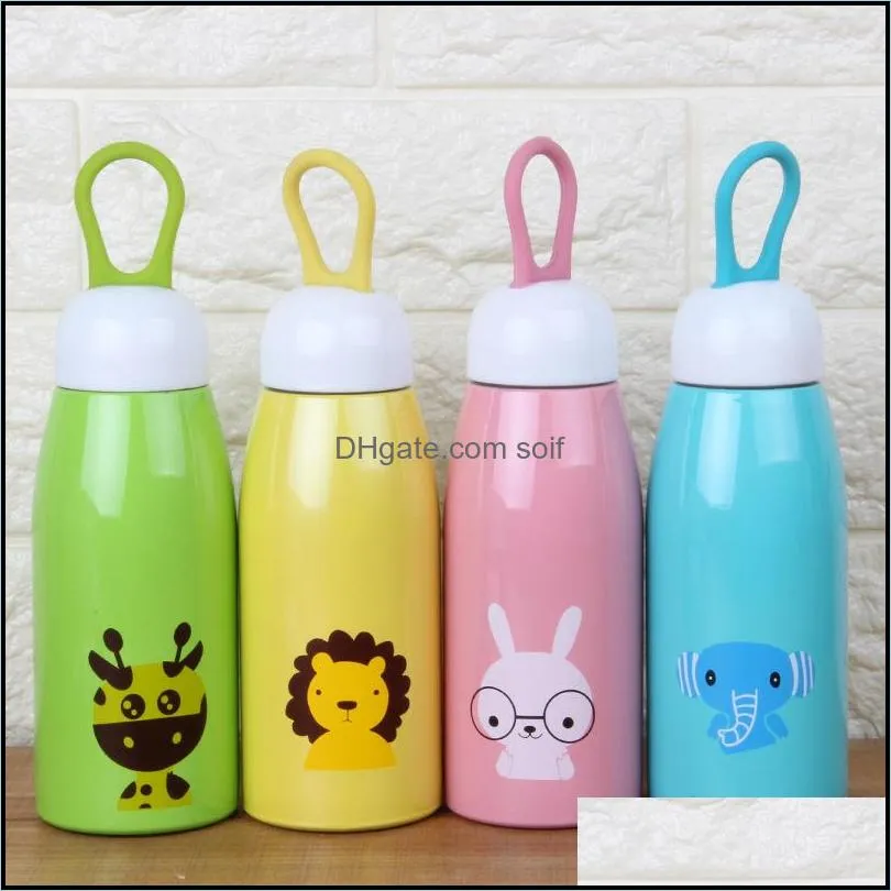 children cartoon rabbit elephant stainless steel cup creative hand held vacuum tumbler delicate student water bottle 12xy ww