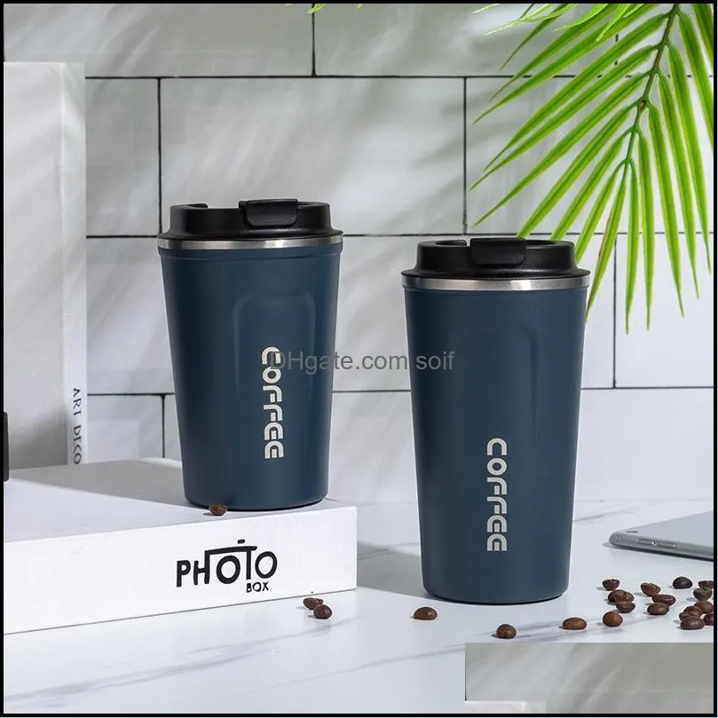 stainless steel coffee thermos mug 380/510ml multipurpose portable car vacuum flasks cup fitness running gym sport water bottler 20211227