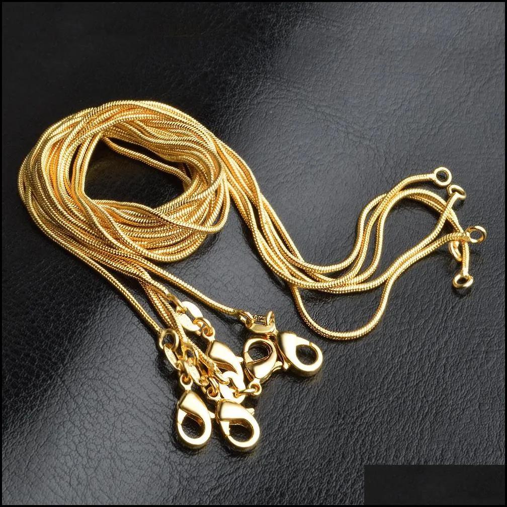 promotion sale 18k gold chain necklace 1mm 16in 18in 20in 22in 24in 26in 28in 30in mixed smooth snake chain necklace unisex necklaces 215