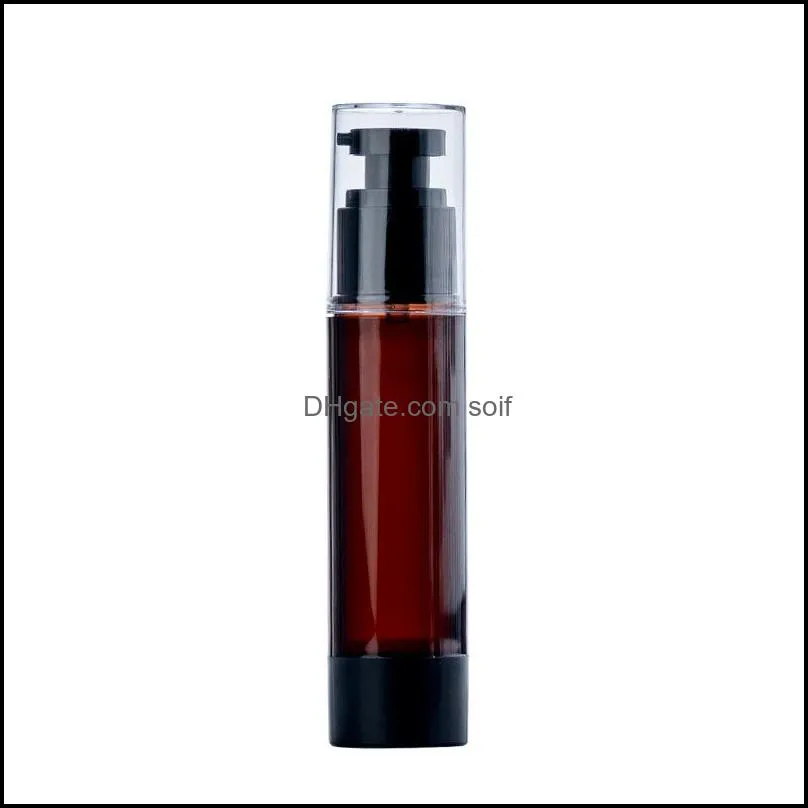 15 30 50 100ml empty amber airless pump bottle plastic travel lotion pump containers/airless lotion atomizer dispenser cosmetic spray