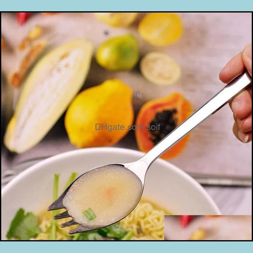 304 stainless steel dualpurpose spoon fork spoon one picnic spoon salad creative portable tableware