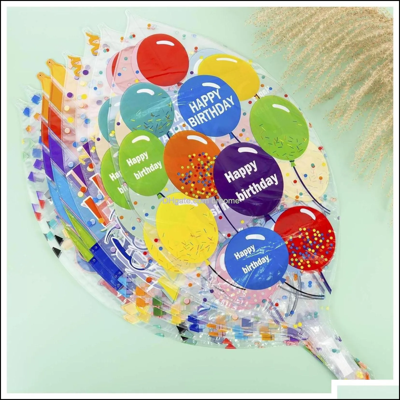 Party Decoration Large Happy Birthday Colorf 4D Balloons With 22 Inch Round Shaped Mylar Balloon For Baby Shower Rainbow Mtico Brhome