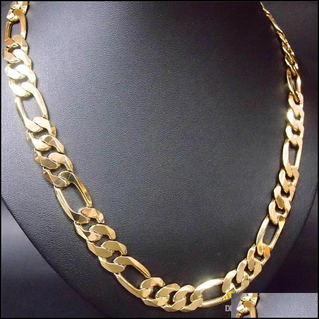 new heavy 94g 12mm 24k yellow solid gold filled mens necklace curb chain jewelry shipping