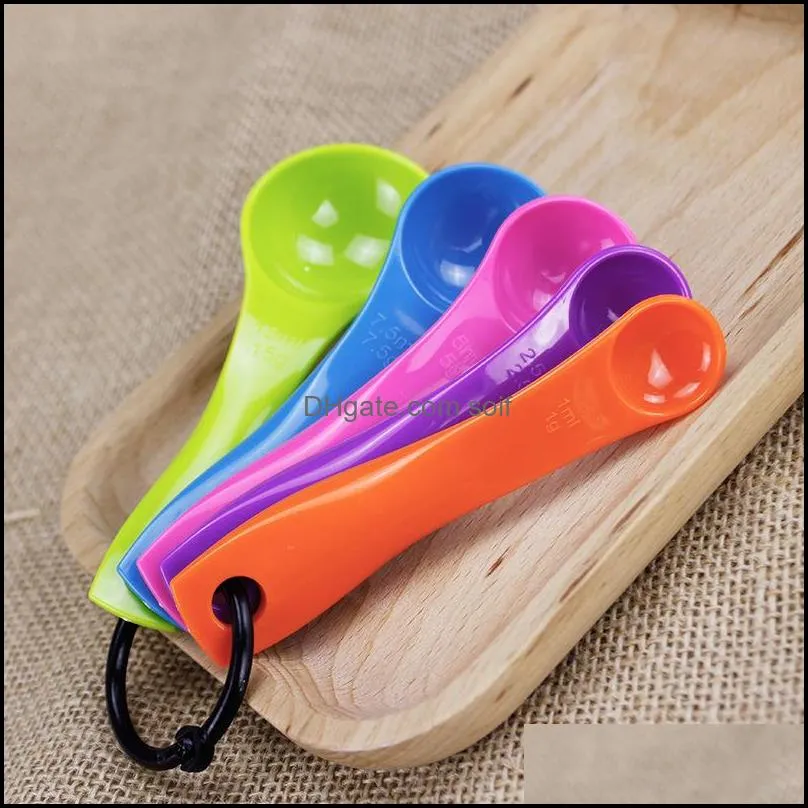 5piece set multicolour plastic measuring spoon suit with double scale baking scoop tools combination convenient storage 0 95xa e2