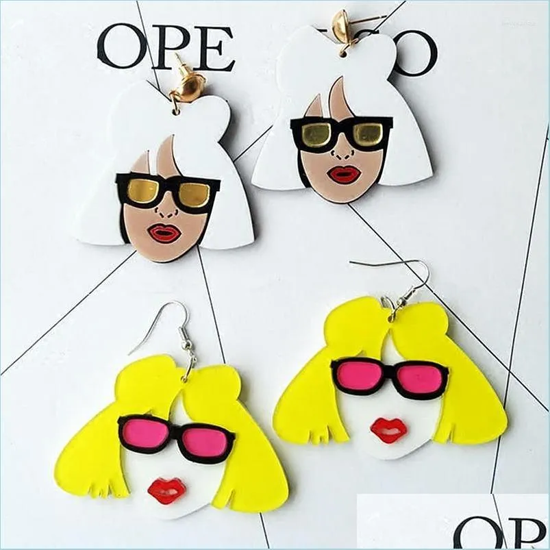 dangle earrings punk cute lady women head drop for hip hop night club acrylic brincos fashion jewelry party gift