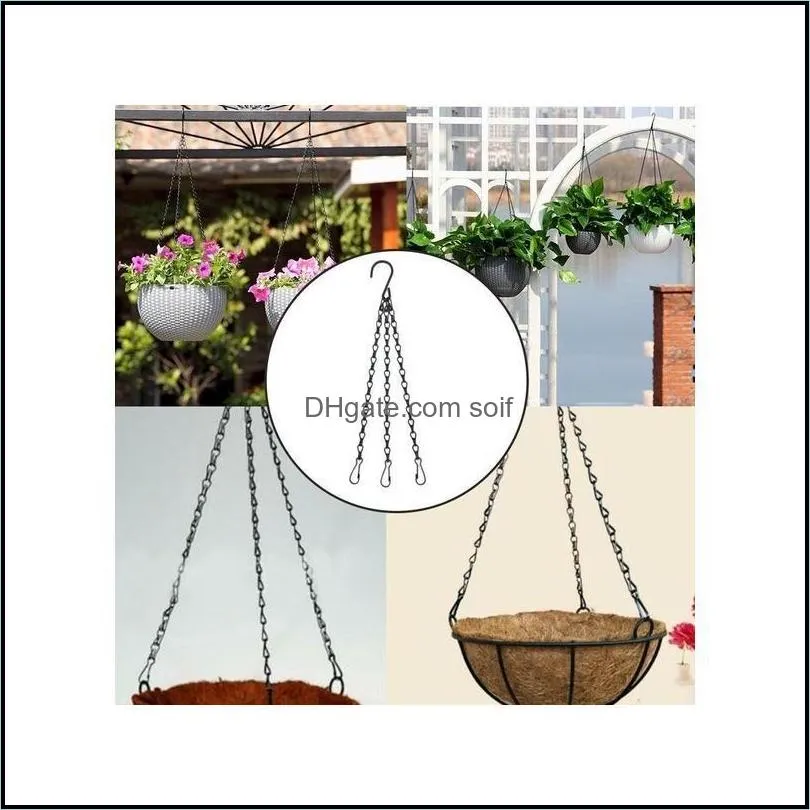 3 point garden plant flower pot basket hanging chain with hooks garden plant hanger hanging chains flower pot 438 n2