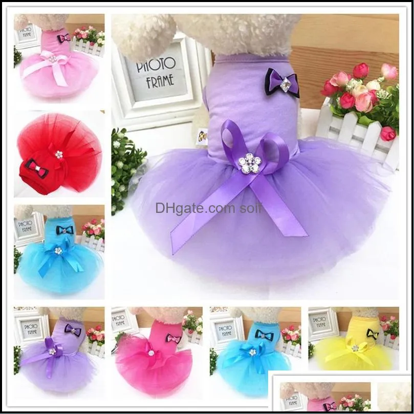 summer pet clothes bow dresses dog apparel dress small princess wedding skirt luxury clothing for dogs soft lace 595 s2