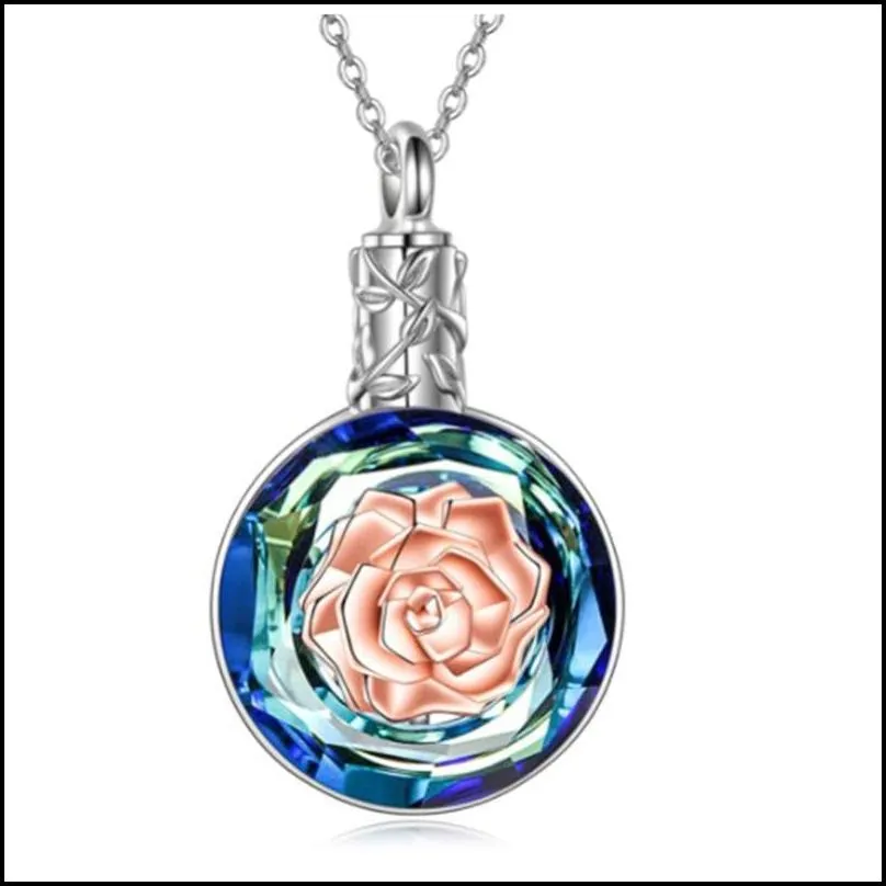 pendant necklaces fashion crystal flowers cremation ash urn heart pendants necklace metal women can open jewelry gifts