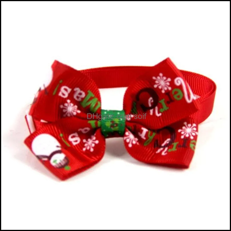 christmas pet tie dog cat bow red green snowman snowflake printing collar home and outdoor use 1 15xf h1