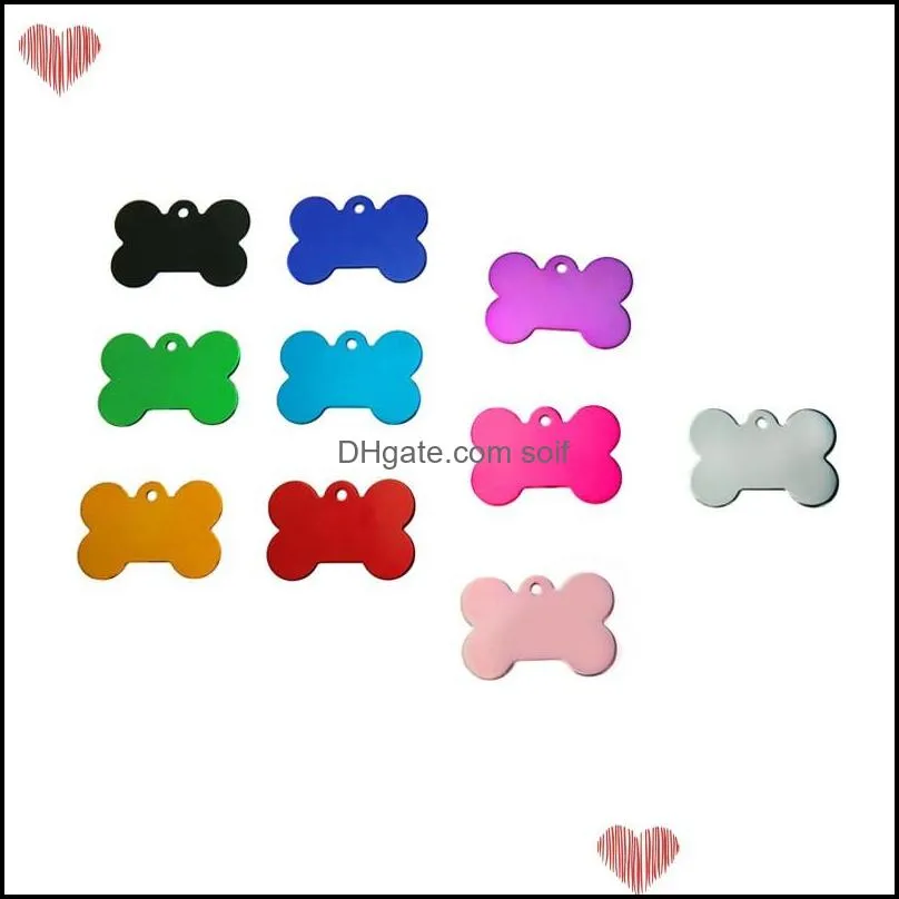 100 pcs/lot mixed colors dog tag double sides bone shaped personalized dog id tags customized cat pet id tags name phone no id card 116