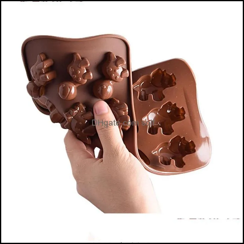 originality dinosaur shape silicone cake mold color mix diy chocolate mould home kitchen baking tools 12 lattices 1 8tl e1