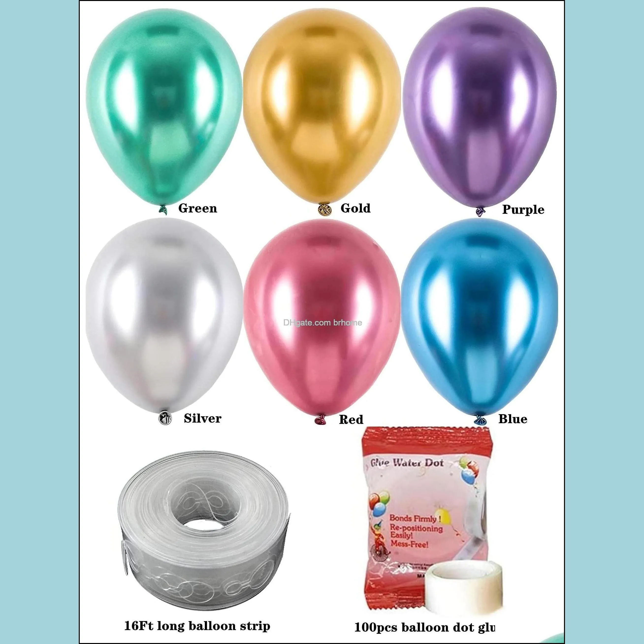 Party Decoration Colorf Balloons 12Inch Chrome Metallic Helium For Birthday And Arch Wedding Baby Shower Christmas Drop Deliver Brhome