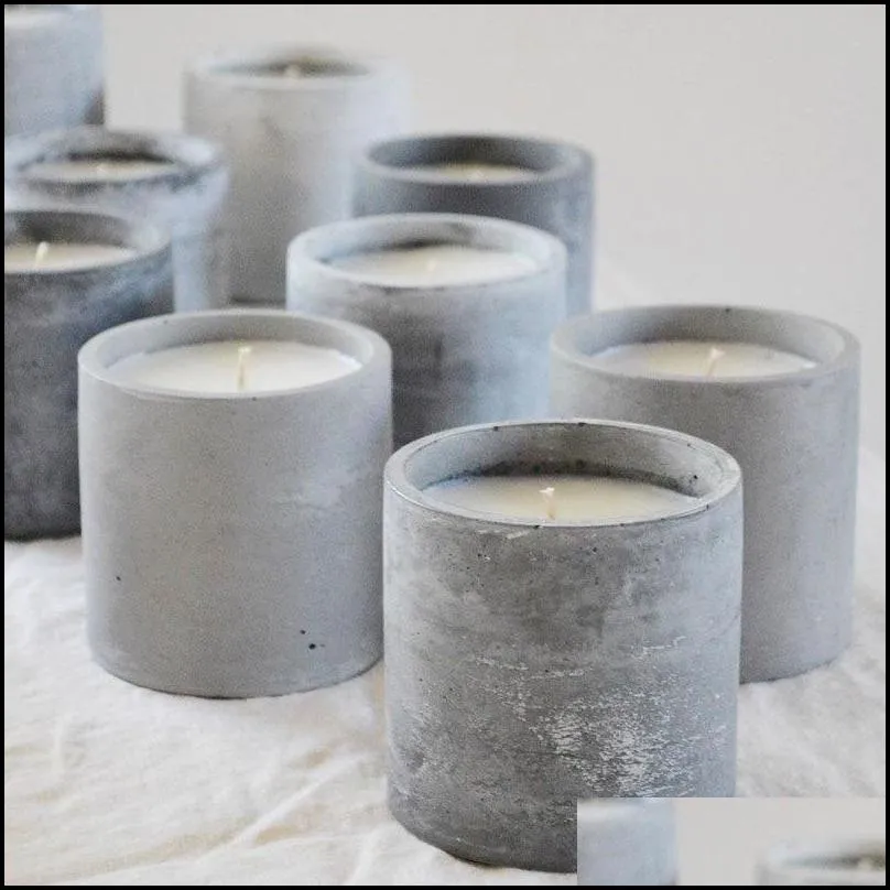 Round Vessel Cement Cup Silicone Mould Concrete Jar Candlestick Plaster Pen Holder Mold