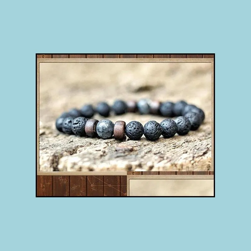 mens lava rock  oil diffuser bracelets for women natural stone magnetic wooden beads charm bracelets diy fashion jewelry in