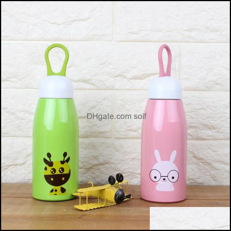 children cartoon rabbit elephant stainless steel cup creative hand held vacuum tumbler delicate student water bottle 12xy ww