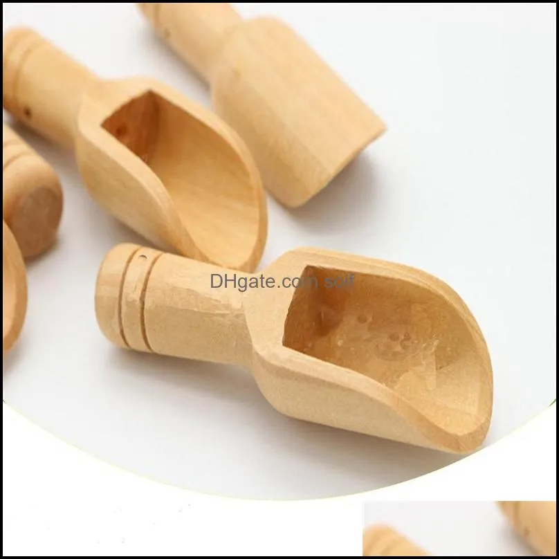 8cm woodiness short handle spoons bath salt coffee bean mini scoops home decorate kitchen ladle
