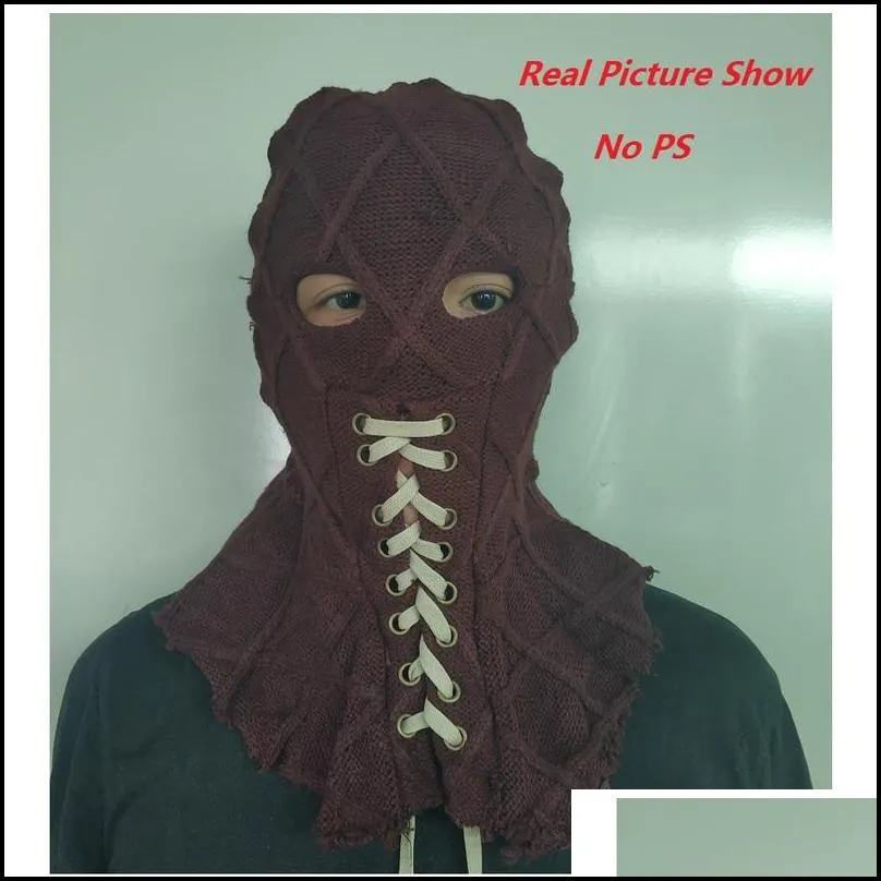 Movie BrightBurn full Head Red Hood Cosplay Scary Horror Creepy knitted Face Breathable Mask Halloween Props 220610