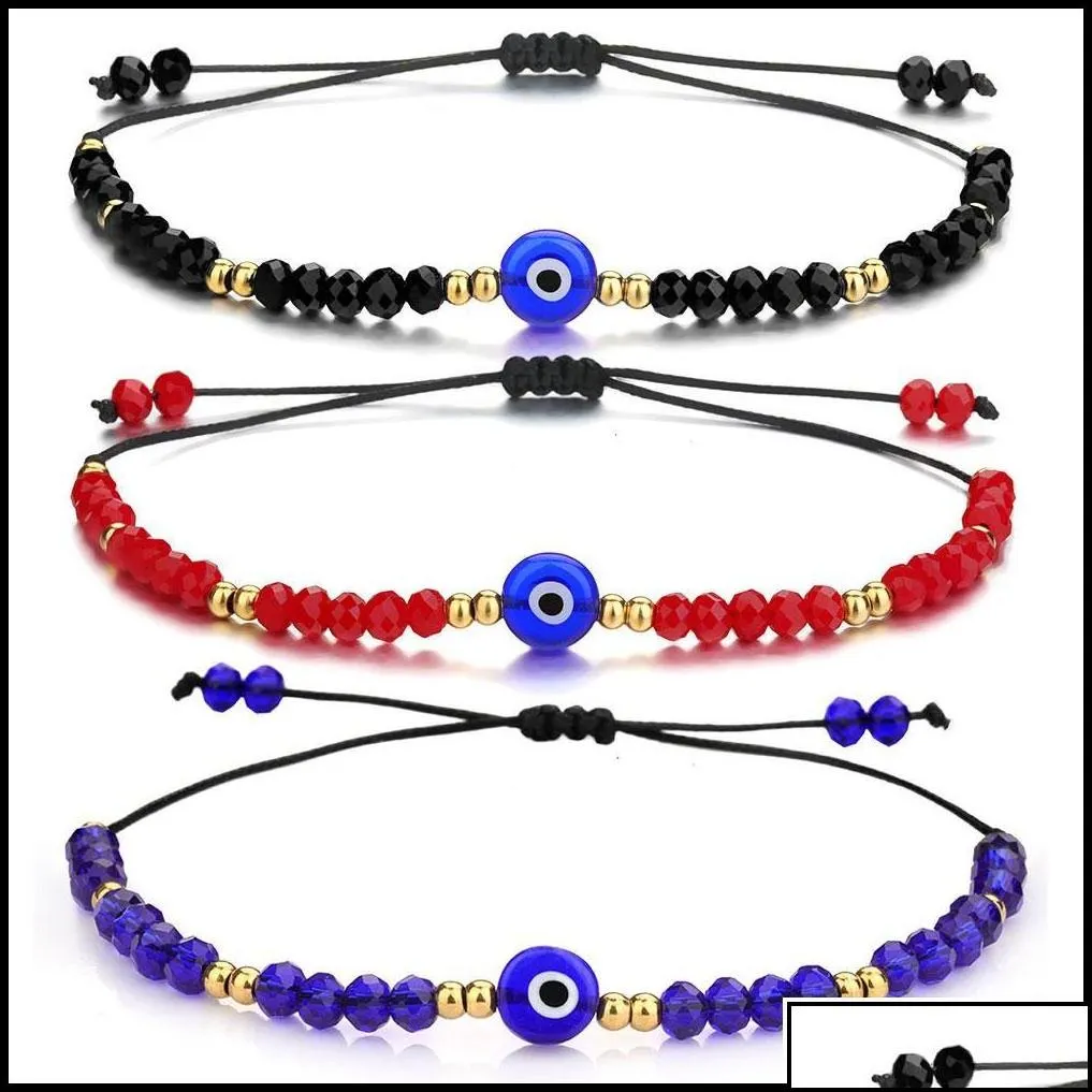 charm bracelets jewelry braided evil blue eye bracelet handmade colorf crystal beads for women girl drop delivery 2021 qvsrl