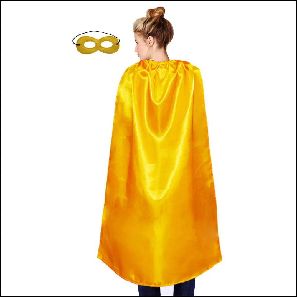 43 5 inch plain multicolor capes and mask set for adults party favor onelayer dress up halloween cosplay costumes