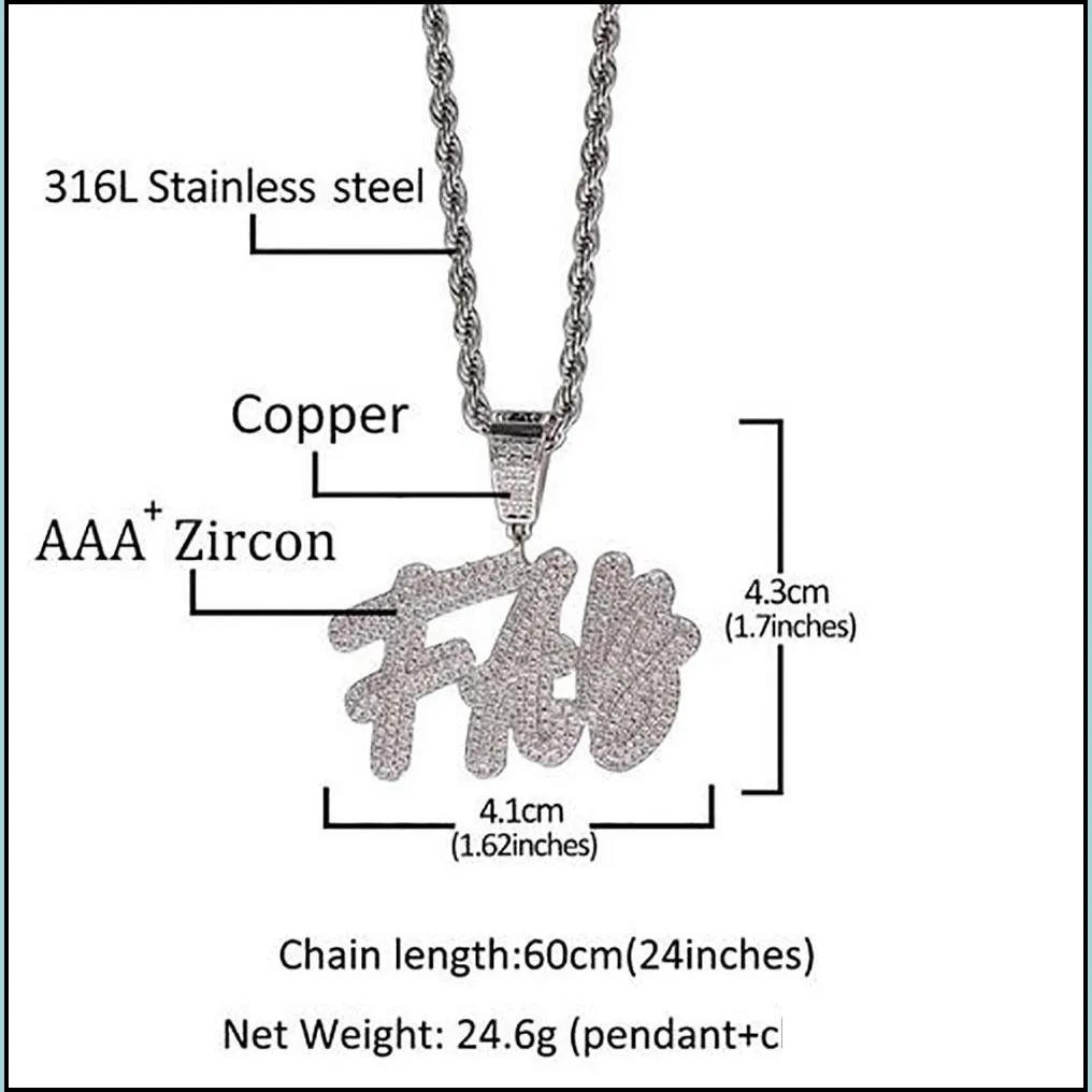 custom name a z double layer stones cursive letters pendant necklace for men women gifts cubic zirconia necklace hip hop jewelry