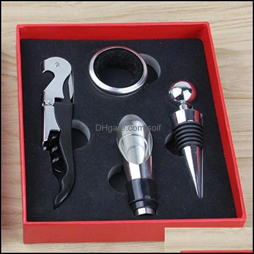 stainless steel bottles opener 4 piece set folding pockets portable seahorse knifes gifts red wine pourer compact