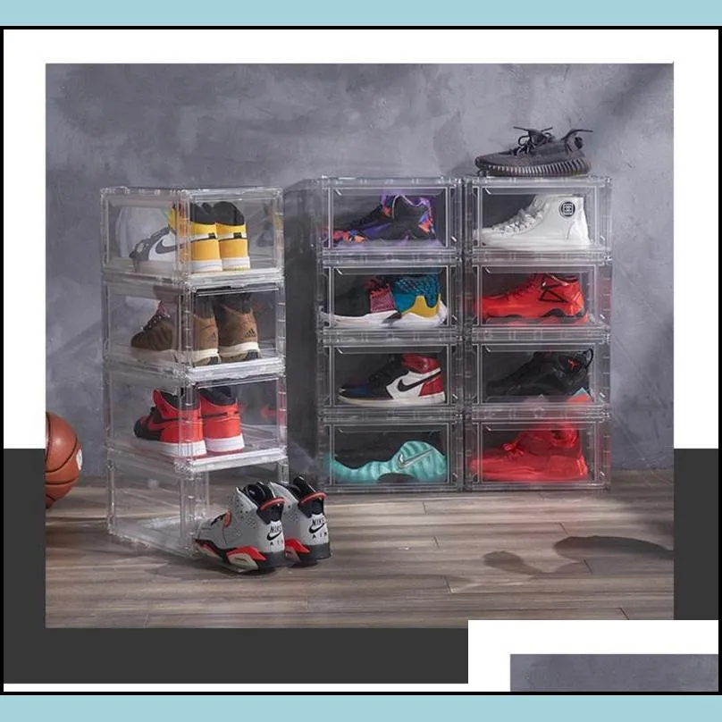 thicken clear plastic shoe box dustproof sport shoe storage box transparent sneaker boxes stackable boot organizer box magnetic