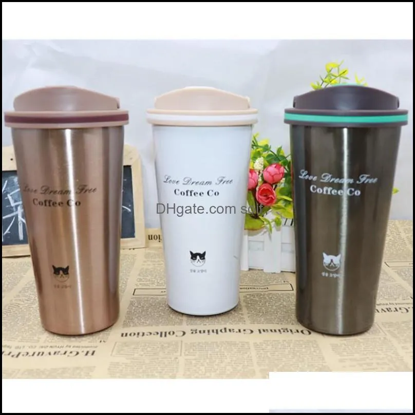 stainless steel double walls coffee cup with handle heat resistant mug for men women tumbler