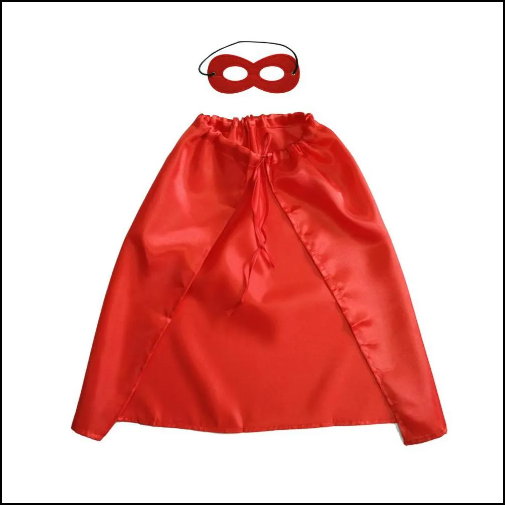plain color 50x70cm monolayer kids cosplay costume halloween child cosplay capes with mask pack of 10