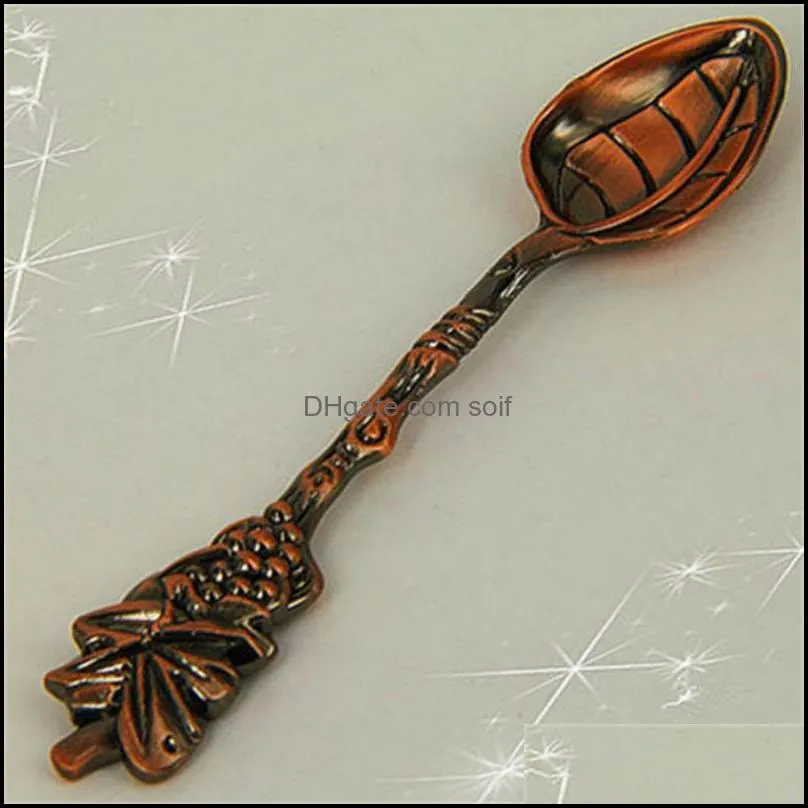 creative grape style small spoon coffee jam ice cream cake tableware retro soup spoons adults and children useful easy to clean 1