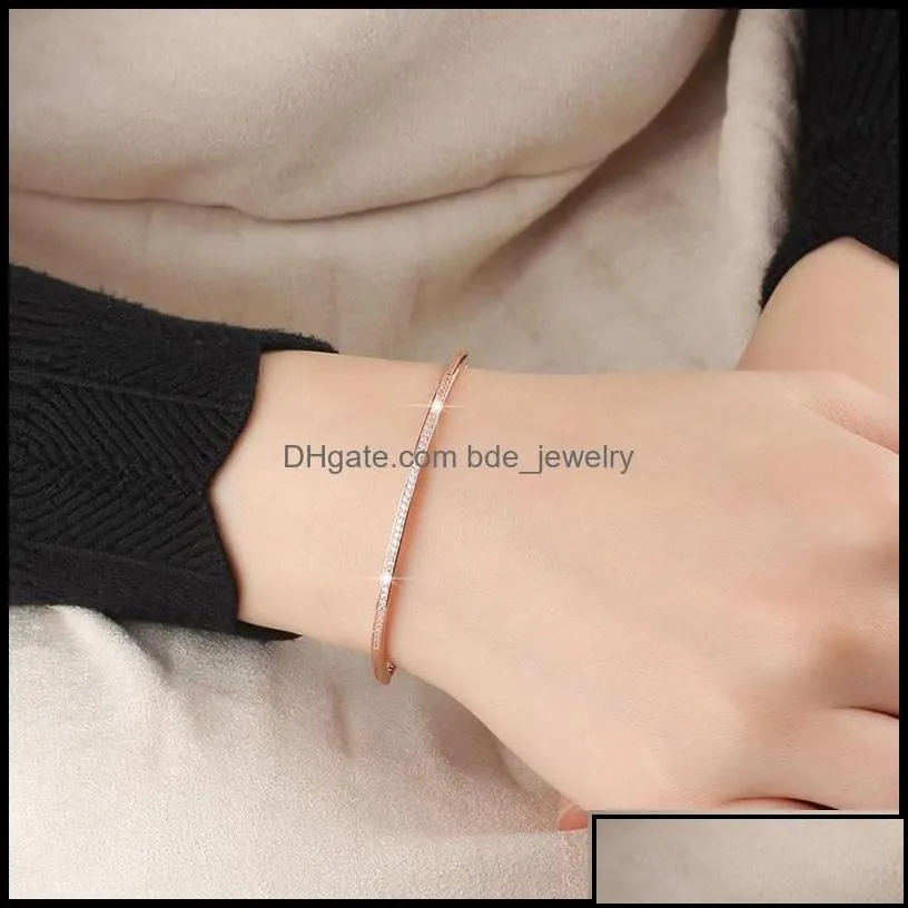 charm bracelets new fahion rose gold plated single row cubic zirconia charm bangle bracelets cz crystal bling adjustable c bdejewelry