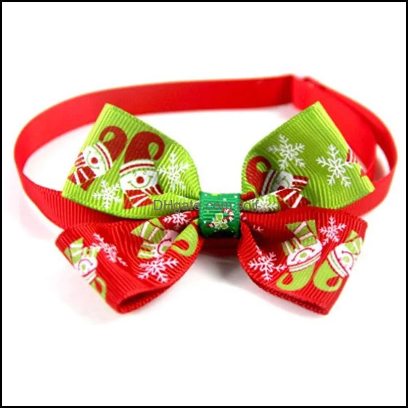 christmas pet tie dog cat bow red green snowman snowflake printing collar home and outdoor use 1 15xf h1