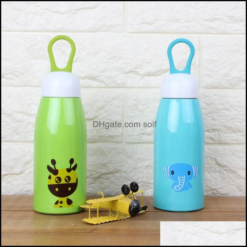 children cartoon rabbit elephant stainless steel cup creative hand held vacuum tumbler delicate student water bottle 12xy ww