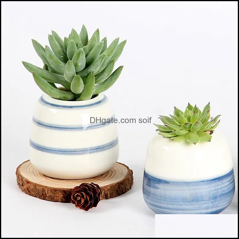 decorative fashion simple succulent pots planters desktop home hand painted ceramics flowerpot round for fleshy creative flowerpots 3ys