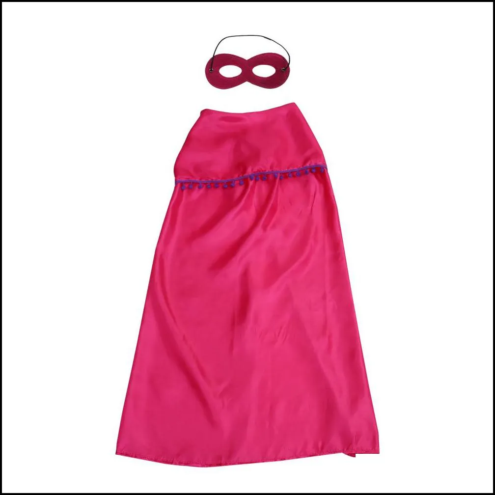 70x70cm double layer satin cape with felt mask children carton costumes dressing up cosplay capes kids clothes party favors