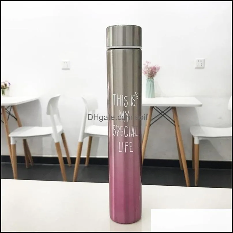 creative long style vacuum mugs cup lady fashionable compact stainless steel water bottle gradually changing color tumbler 18gm ww